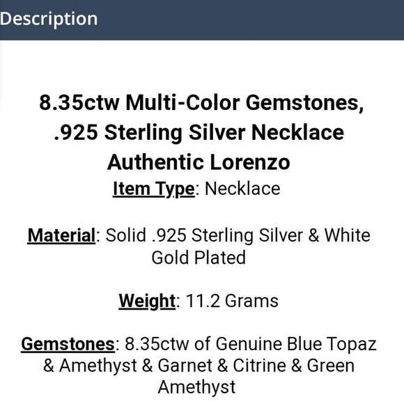 Queen Auth. Lorenzo 8.35 ctw Multi Color Gems Necklace - Picture 6 of 10